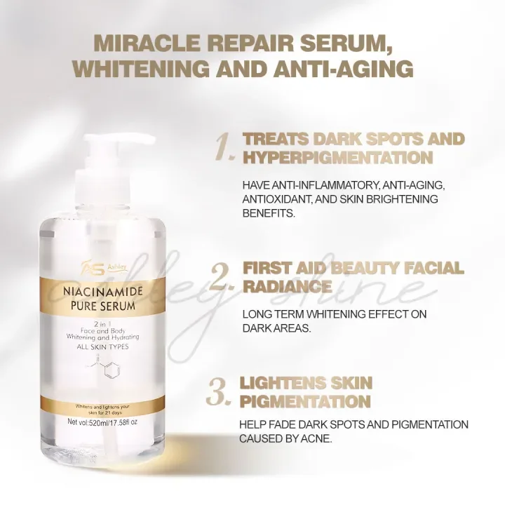 Ashley Shine Pure niacinamide serum Face serum with niacinamide Niacinamide Pure Serum face and body Moisturizes whitening skin Remove acne marks lighten blemishes Can be used for sensitive skin