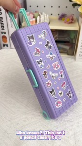 Sanrio Pencil Case Set with Fun Tool Pens Kuromi My Melody Cinnamoroll Double Layer Stationery Box for Kids
