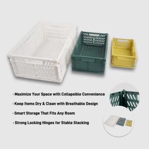 Multi-purpose Portable Plastic Foldable Storage Crate Folding Box Basket Stackable for Organization S/M/L
