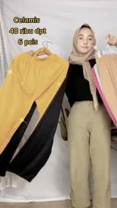 [ BISA COD] Promo Isi 6 Pcs Celana Aladin Loss Panjang Wanita Jumbo Bahan Hyget / Celamis Celana Daleman Gamis Wanita Termurah