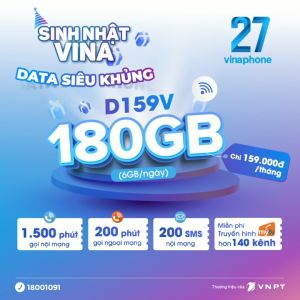 Sim Kèm Gói Ưu Đãi D159V - Sim Số Đẹp 5G Vinaphone - Sim Đẹp Giá Rẻ