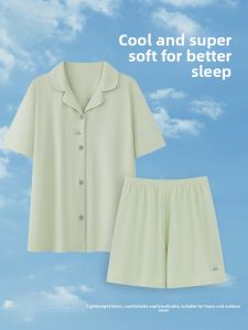 Miiow | Cat Lady Summer Lightweight Short Sleeve Loose Fit Sleepwear Womens Outerwear Home Clothes Short Pants Simple Style 2025 New