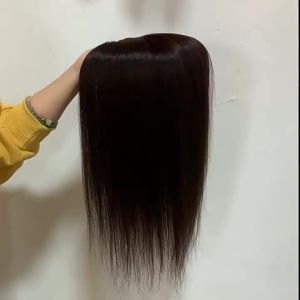 100% Human Hair Piece Black And Brown Hair Topper Hair Replacement Cover White Hair Breathable And Lightweight Wig Increase Hair Volume For Women