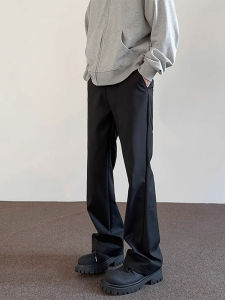 กางเกงขายาวทรงตรงเอวสูงทรงสลิมฟิตสีดำ ทรงหลวม สไตล์อเมริกัน ทรงหลวม ทรงสลิมฟิต กางเกงขายาวทรงหลวมสำหรับผู้ชาย