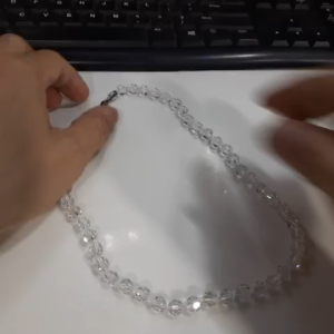 Dây chuyền pha lê thạch anh cắt giác trang sức Nhật vintage cổ điển second hand