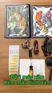 Bộ 1 máy xăm hình kèm mẫu hình xăm để các bạn học xăm và thực hành làm việc