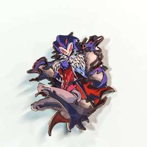 หมุดเคลือบอะนิเมะในกล่องแสดง มีตัวละครที่มีสีสันและมีไดนามิก เหมาะสําหรับนักสะสมในการประดับสินค้า