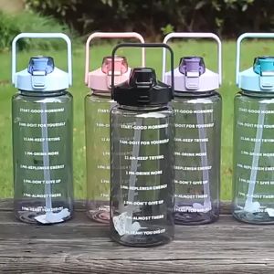 Botol minum 2 Liter Korea Transparant Pelangi Waktu Kata Motivasi - Botol Minum Viral 2 Liter - ShennyStore