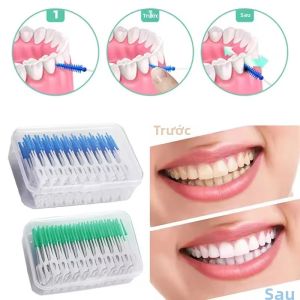 Bàn Chải Silicone Kẽ Răng Tăm Nha Khoa Có Chỉ Dụng Cụ Vệ Sinh Răng Miệng Cho Người Lớn Gói 20/40/200 Chiếc