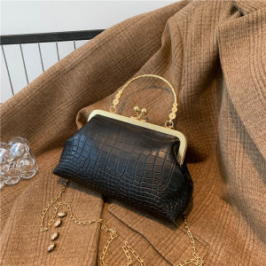 Chic Summer 2025 Womens Crossbody Bag Fashionable Chain Handbag Versatile Small Square Bag Soft PU Leather Lock Buckle Closure