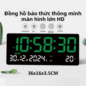 Đồng Hồ Báo Thức Kỹ Thuật Số LED 15 Inch Với Nhiệt Độ Trong Tuần Ngày Giờ - Chức Năng Báo Lại Độ Sáng Có Thể Điều Chỉnh - Bộ Ba Báo Thức Định Dạng 12/24H