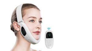 4 in 1 Electric Double Chin Remover V Line Face Slimming Massager Face Lift Device with Remote Controllor for Facial Contouring