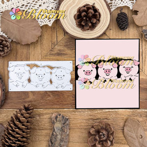 Original Lovely Happy Piggies Half-cut Metal Cutting Dies Scrapbooking Decorative Embossing