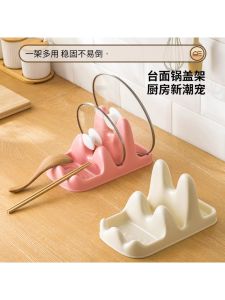 ชั้นวางของในครัวแบบใสสองชั้นพร้อมฝากระทะและเชือกผูกผ้าปูโต๊ะ เครื่องมือดูดซับน้ำสำหรับวางที่โต๊ะทำงานในครัว