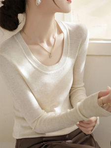 Fashion High-End French Design V-Neck Slim Fit Womens Knit Top