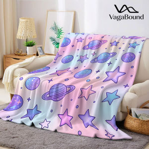 Pastel Space Flannel Blanket Warm Soft Halloween Christmas Decorative Couch Warm Cozy All-Season Gift