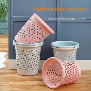 Home Use Simple Living Room Trash Can No Cover Toilet Small Paper Basket Bathroom Waste Paper Hollow Bucket Kitchen Large Garbage Can