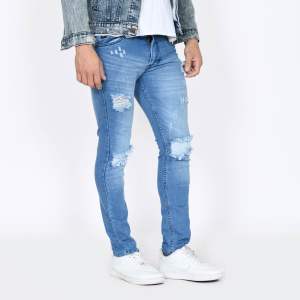 RoosterDenim - Celana Jeans Pria Sobek Ripped Slimfit Panjang Ngaret Sbk-LT Retro