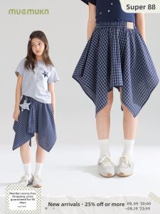 MUCMUKN | Irregular Plaid Bubble Cotton Skirted Pants Girls