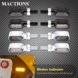 Mactions | Motorcycle Mini LED Turn Signal E Mark Light Front Rear Indicators Flasher Amber Blinkers Lamp For Harley For Yamaha For Honda