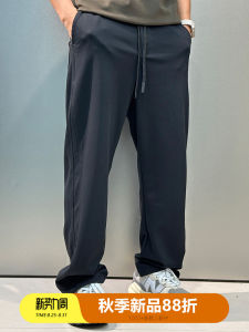 Summer New Mens Thin Casual Pants Straight Leg Sport Sweatpants Drawstring Design Loose Fit Long Trousers Cotton Polyester