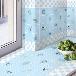 Kitchen Oil-Resistant Sticker Self-Adhesive Wall Paper Waterproof Fireproof Heat Resistant Decorative Film for Range Hood Moisture Proof