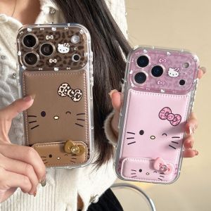 Sanrio | Luxury Cute Foundation Make Up Brown KT Phone Case with Stand Case for iPhone 16 Pro 15 14 17 Pro Max Shockproof Protective Case