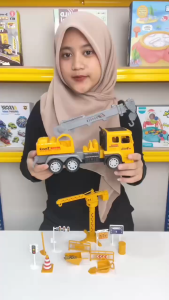 [KST] Mainan Mobil Truk Engineering Rambu Jalanan Kendaraan Konstruksi Anak Laki Laki Edukatif