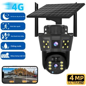 Camera IP PTZ Năng Lượng Mặt Trời 4G 4MP Ngoài Trời Tầm Nhìn Ban Đêm Màu Sắc Đầy Đủ Điều Khiển Bằng Ứng Dụng V360Pro Camera An Ninh Dạng Dome Với Pin Tiết Kiệm Năng Lượng