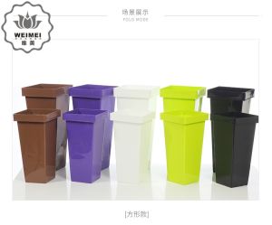 Practical Plastic Flower Bucket No Hole Fresh Flowers Display Black White Square Flower Barrel Vase for Florist Modern Simple Style