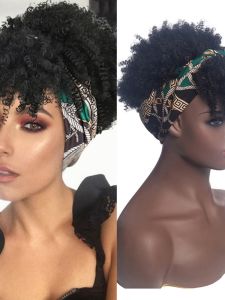 African Small Curl Womens Scarf Hair Headband Wig Short Curls High Temperature Silk Breathable Natural Looking Bangs Piece