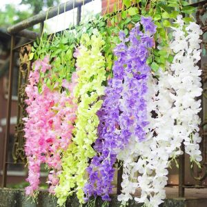 12 pieces of 110cm wisteria artificial flower wreath fake plant leaves DIY hanging rattan family party wedding decoration rattan tracking fake flowers