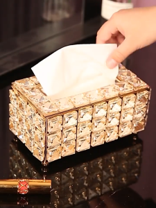 【SHIP IN 24H】Crystal tissue box Europe style Luxury Paper Towel Crystal Storage Box Home Supplies