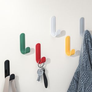 6Pcs Strong Self-Adhesive J-hook Waterproof Adhesive HangingBathroom Towel Key Kitchen