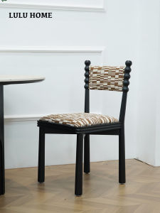 Retro French Style Solid Wood Dining Chair Middle Ancient Black Brown Hotel Bedding Chair Artistic Style Breakfast Room Coffee Shop