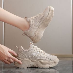 COD2022新款春秋时尚休闲老爹鞋女韩版ins潮复古网布学生休闲运动鞋Model baru dengan penghantaran bebas