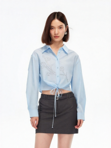 Vero Moda | Cotton Summer Lace Hem Tie-up Shirt