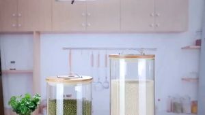 5L/7.5L Rice Dispenser Borosilicate Glass with Bamboo Lid Food Storage Container Grains Rice Storage with Cup