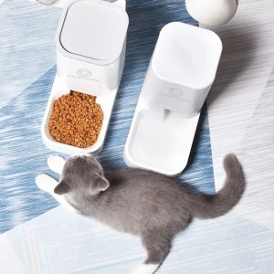 HATELI ที่ให้อาหารอัตโนมัติความจุมากสำหรับแมวสัตว์เลี้ยง3.8L/2.1กก. พร้อมชามถอดได้เครื่องจ่ายน้ำถอดออกได้และทำความสะอาดได้ที่ดื่มน้ำอัตโนมัติอุปกรณ์ชุดให้น้ำสัตว์เลี้ยง
