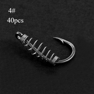 Ackibbik 40pcs/set Carp Fish Hooks with Spring Cage Carp Fishing Hook Freshwater Barbed Single Explosion Spring Fishooks