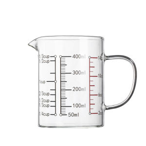 Thickened Heat Resistant Glass Graduated Cup Kitchen Baking Microwave Heating Milk Cup with Lid And Handle Chinese Style