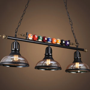 American Style Creative Billiard Room Restaurant Bar Counter Hanging Lamp Industrial Style Iron Art Glass Shade LED Light