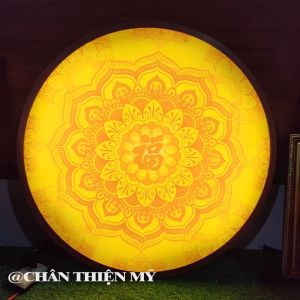Đèn Thờ Hào Quang Trúc Chỉ In Mandala Chữ Phúc Trang Trí Bàn Thờ Treo Tượng Phật TC-HQ-12