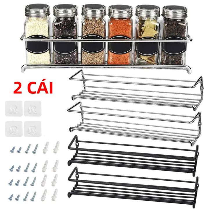 2 Chiếc Kim Loại Treo Tường Giá Đựng Gia Vị Tổ Chức-Nhà Bếp Gia Vị Bảo Quản Bình Đựng Tủ Kệ Để Quản Lý Gia Vị Hiệu Quả