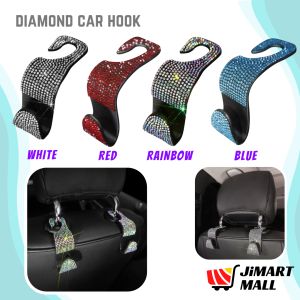DIAMOND CAR HOOK Rear Seat Back Hanger Organizer S Hook Bling Blink Headrest Purse Bag Shopping Plastic Interior Pendant Kereta 汽车挂钩 Axia Myvi Bezza Alza Waja Saga Wira Persona Iriz Aruz Ativa Viva
