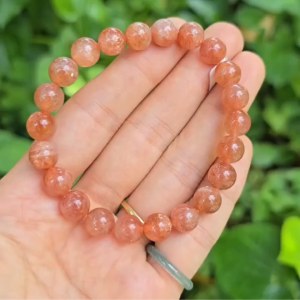 Q2577 Vòng đá Mặt Trời Sunstone cam ánh kim 9li hợp Hỏa & Thổ - Phong Thủy TUDO