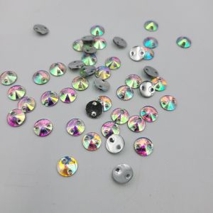 DIAMON RESIN KRISTAL MOTIF BULAT LANCIP UKURAN 8 MM WARNA PUTIH PELANGI KUALITAS AA BAGUS DAN KILAU CANTIK PER LUSIN