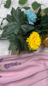 Stylish lavender kids lehenga choli with floral prints & pleated flare (PRE - ORDER DELIVERY IN 14 DAYS)