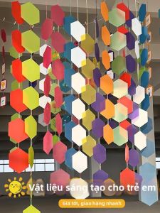 Classroom Decoration DIY PVC Hexagon Pendant A4