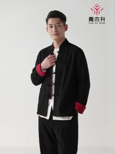 Double-Sided Wear Cotton Linen Spring Autumn Mens Cheongsam Chinese Style Zhongshan Coat Youth Casual Long Sleeve Pure Color